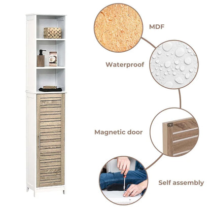 Stockholm Tall Bathroom Storage Cabinet Slim Linen Tower - 13 7/8L x 10.4W x 68H