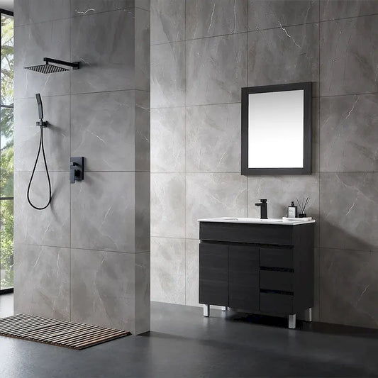 32 inch MDF black bathroom cabinet with sink - 32*32*20.4