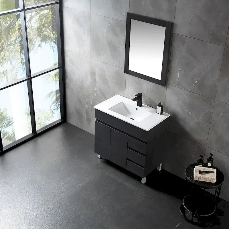 32 inch MDF black bathroom cabinet with sink - 32*32*20.4