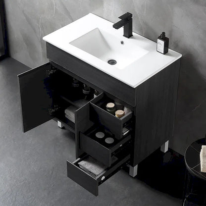 32 inch MDF black bathroom cabinet with sink - 32*32*20.4