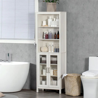 Tall Bathroom Storage Cabinet w/3 Tier Shelf,Freestanding Linen Tower