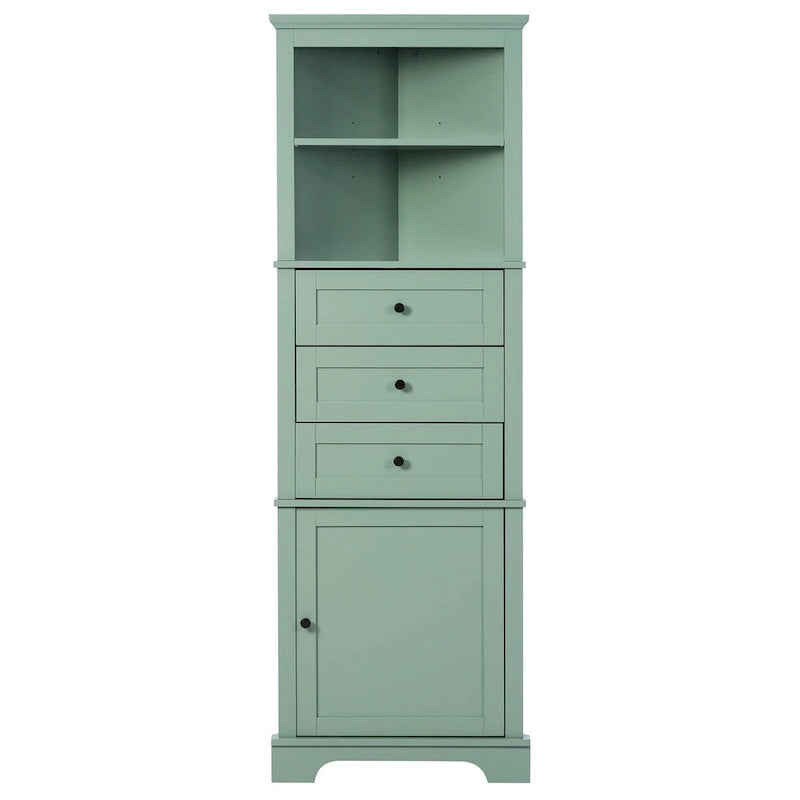 69 Tall Wood 1-door Bathroom Cabinet in Green with Adjustable Shelf