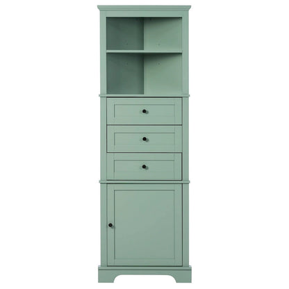 69 Tall Wood 1-door Bathroom Cabinet in Green with Adjustable Shelf