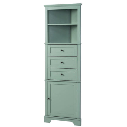69 Tall Wood 1-door Bathroom Cabinet in Green with Adjustable Shelf