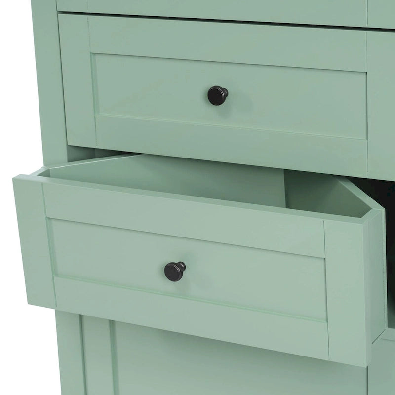 69 Tall Wood 1-door Bathroom Cabinet in Green with Adjustable Shelf
