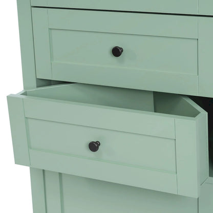 69 Tall Wood 1-door Bathroom Cabinet in Green with Adjustable Shelf