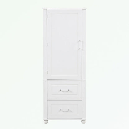 Tall Bathroom Storage Cabinet with Two Drawers and Adjustable Shelf