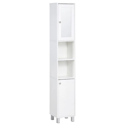 Tall Bathroom Storage Cabinet with Mirror,Wooden Freestanding Tower Cabinet with Adjustable Shelves