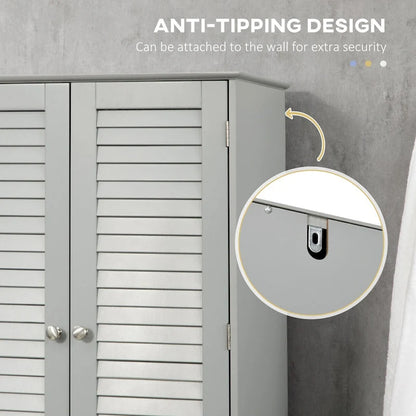 Tall Narrow Bathroom Storage Cabinet with Doors and Shelf