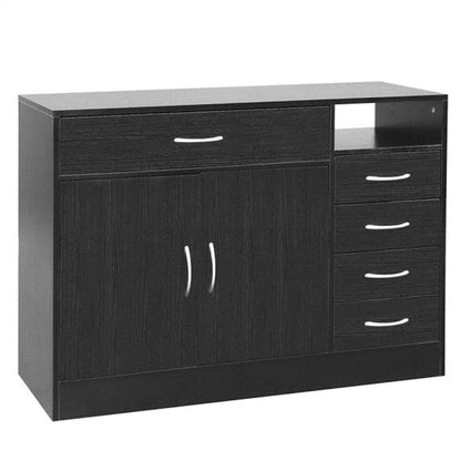 Double Doors and Five Drawers Bathroom Cabinet Black