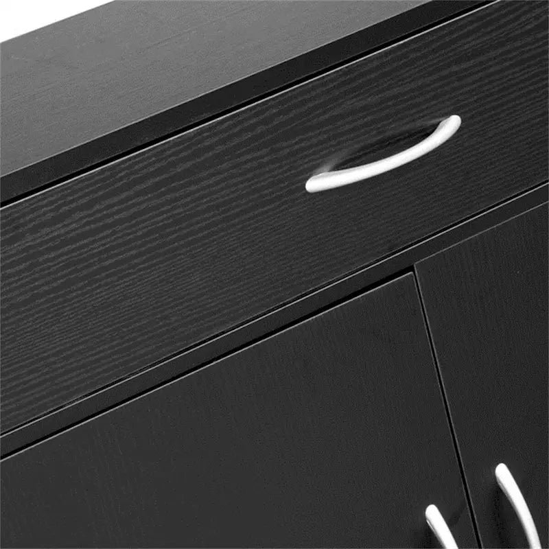Double Doors and Five Drawers Bathroom Cabinet Black