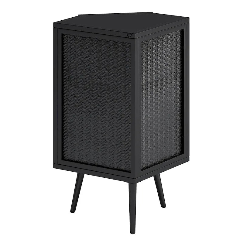 Floor Coner Cabinet with Tempered Glass Door and Storage Shelves