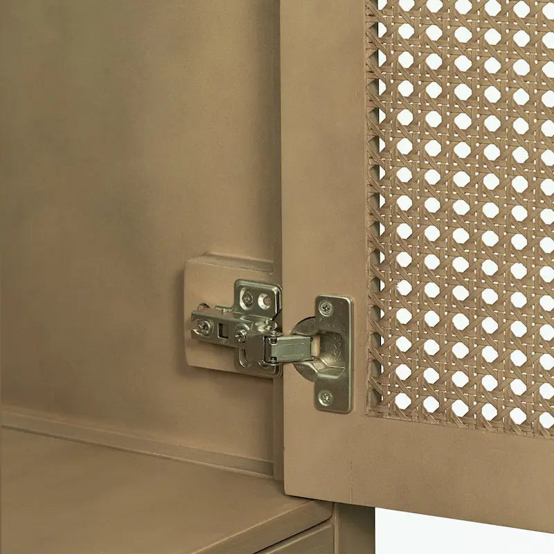 Bathroom Vanity with Ceramic Basin, Two Rattan Doors