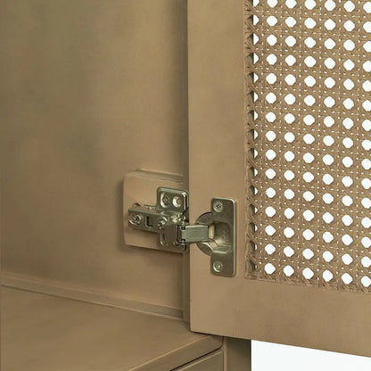 Bathroom Vanity with Ceramic Basin, Two Rattan Doors