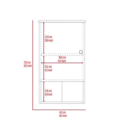 Medicine Cabinet Porto, Two Internal Shelves, Light Oak / White Finish