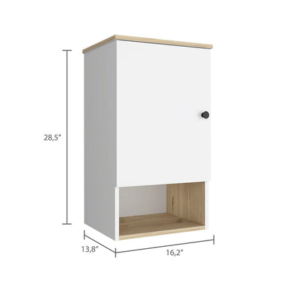 Medicine Cabinet Porto, Two Internal Shelves, Light Oak / White Finish