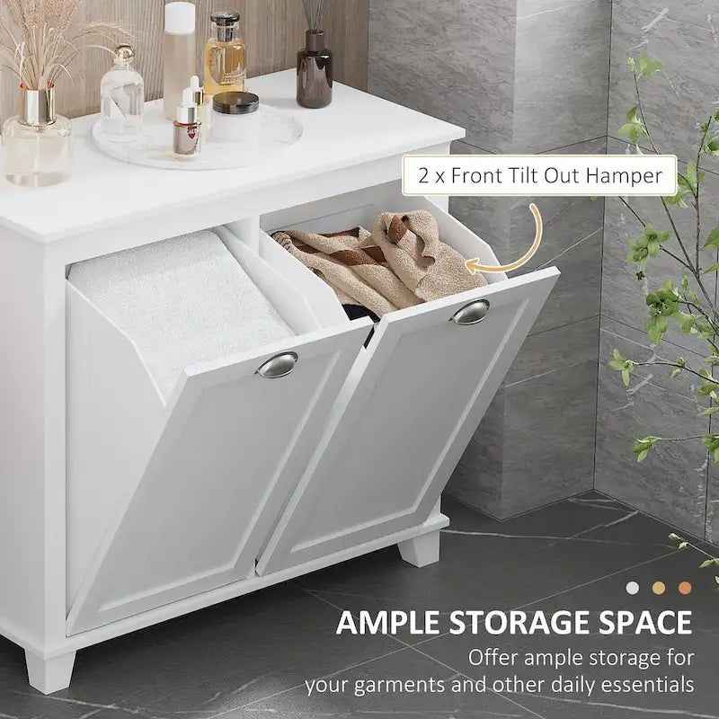 Modern Tilt-Out Laundry Sorter Bathroom Cabinet