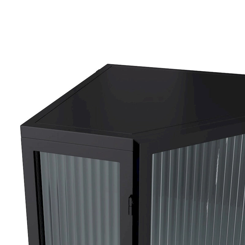 22.25 Floor Coner Cabinet,Three Tiers with Tempered Glass Doors and Storage Shelves for Bathroom, Living Room and Bedroom