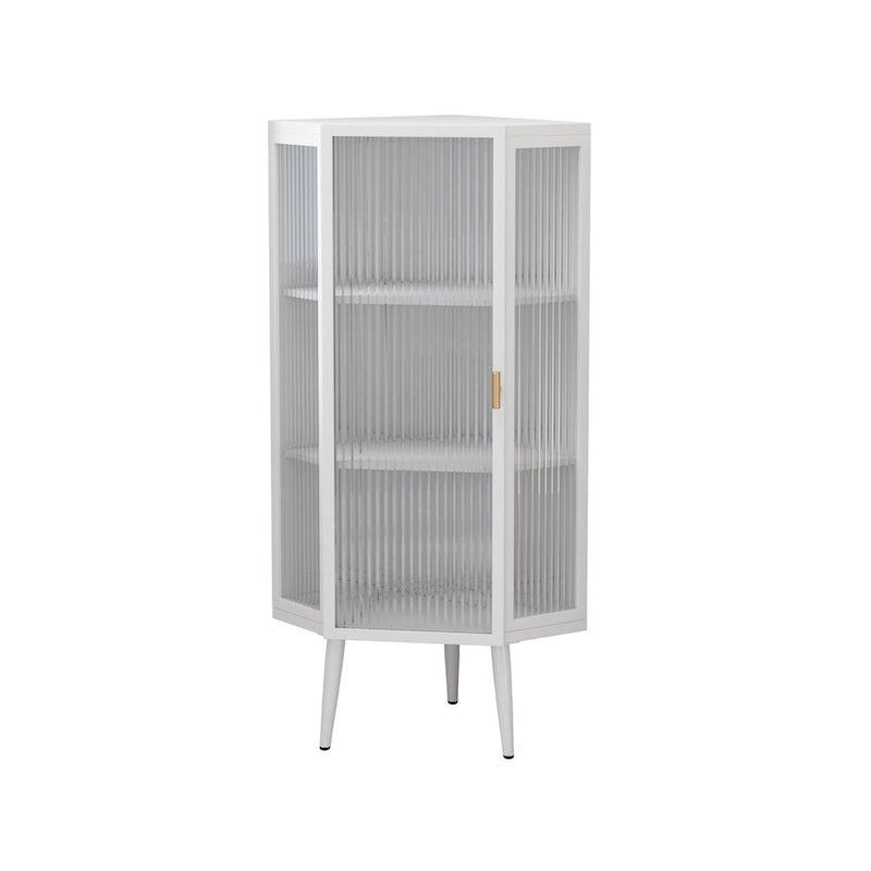 22.25 Floor Coner Cabinet,Three Tiers with Tempered Glass Doors and Storage Shelves for Bathroom, Living Room and Bedroom