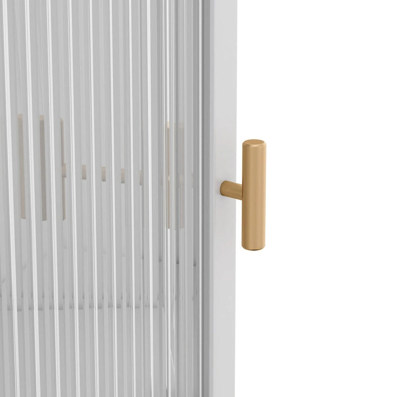 22.25 Floor Coner Cabinet,Three Tiers with Tempered Glass Doors and Storage Shelves for Bathroom, Living Room and Bedroom