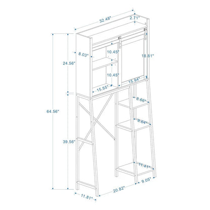 Above the toilet storage cabinet, bathroom shelf