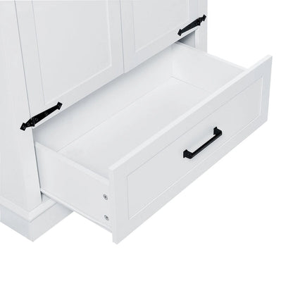 Tall Bathroom Storage Cabinet Cabinet with Two Doors and One Drawer Adjustable Shelf MDF Board White