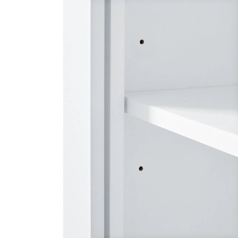 Tall Bathroom Storage Cabinet Cabinet with Two Doors and One Drawer Adjustable Shelf MDF Board White