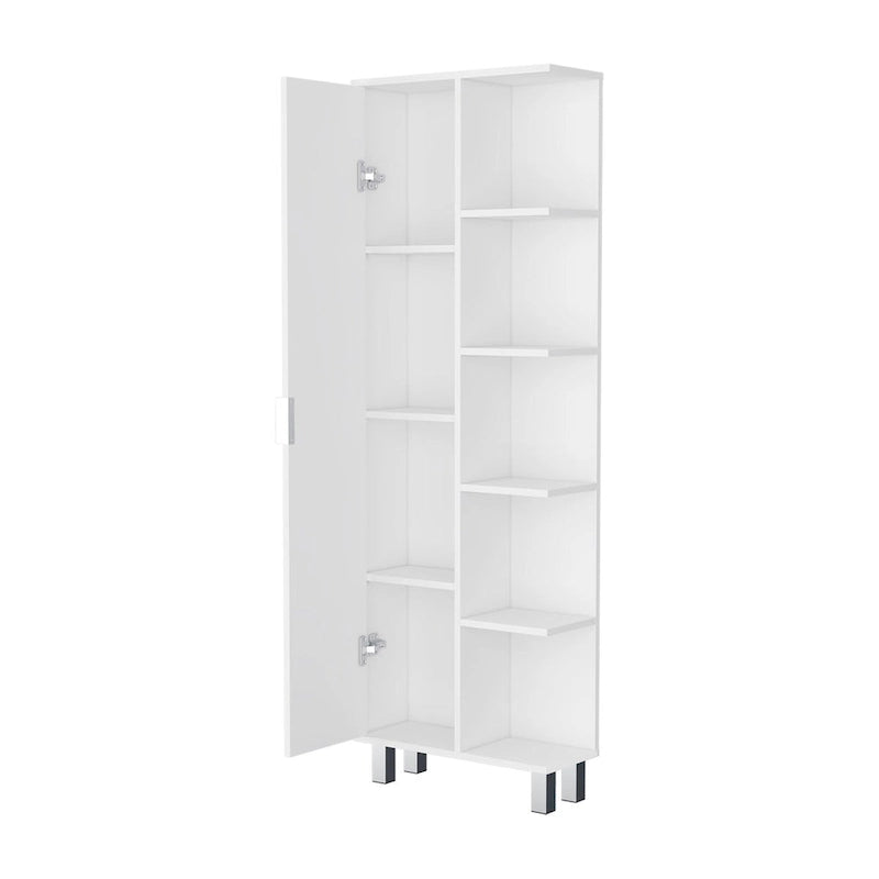 Modern White 1-Door Linen Cabinet for Bathroom