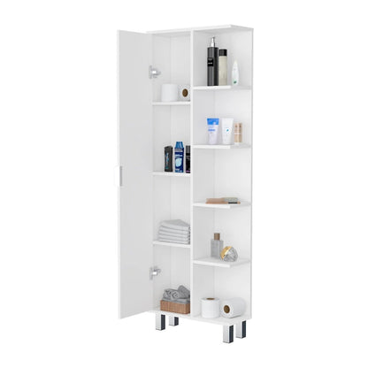 Modern White 1-Door Linen Cabinet for Bathroom