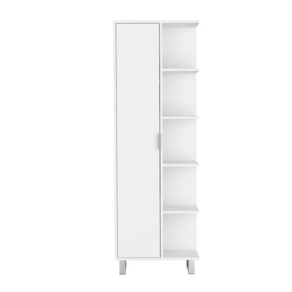 Modern White 1-Door Linen Cabinet for Bathroom