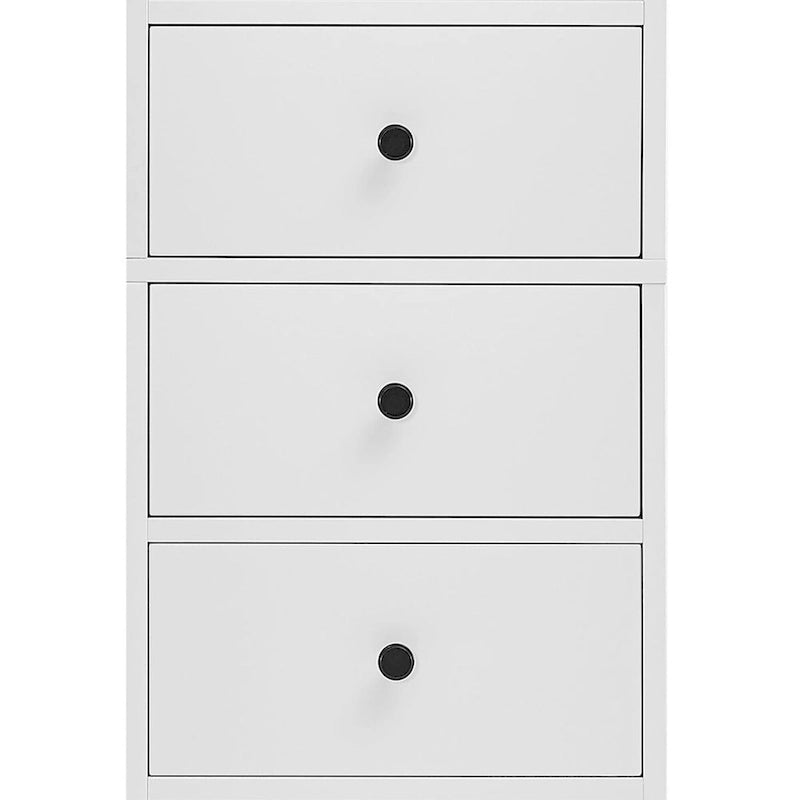 Slim Tall Bathroom Storage Cabinet with an Open Shelf, Three Drawers and a Cabinet