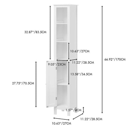 66.92 Tall Bathroom Storage Cabinet with Adjustable Shelves