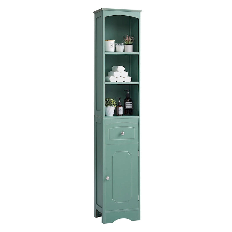 Tall Bathroom Cabinet, Freestanding Storage Cabinet with Drawer, MDF Board, Adjustable Shelf