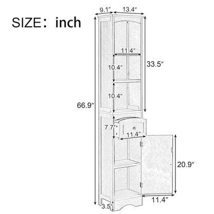 Tall Bathroom Cabinet, Freestanding Storage Cabinet with Drawer, MDF Board, Adjustable Shelf