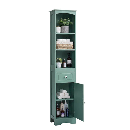 Tall Bathroom Cabinet, Freestanding Storage Cabinet with Drawer, MDF Board, Adjustable Shelf