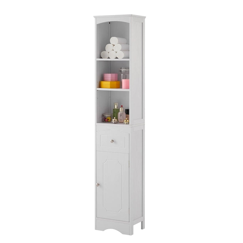 Tall Bathroom Cabinet, Freestanding Storage Cabinet with Drawer, MDF Board, Adjustable Shelf