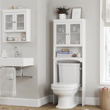 Toilet Storage Cabinet - White 9.06D x 24.8W x 65.75H