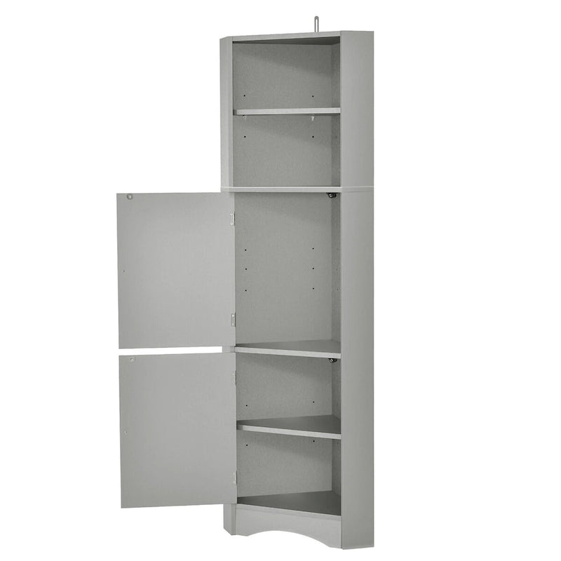 61 H Bathroom Cabinet, Freestanding Floor Storage Cabinet with Open Shelf & Doors