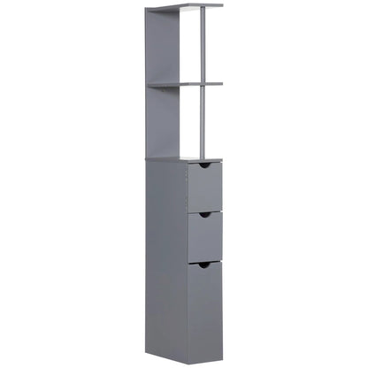 54 Tall Bathroom Storage Cabinet,Freestanding Linen Tower with 2-Tier Shelf and Drawers