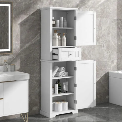Tall Bathroom Storage Cabinet Freestanding Storage Cabinet with Drawer and Adjustable Shelf