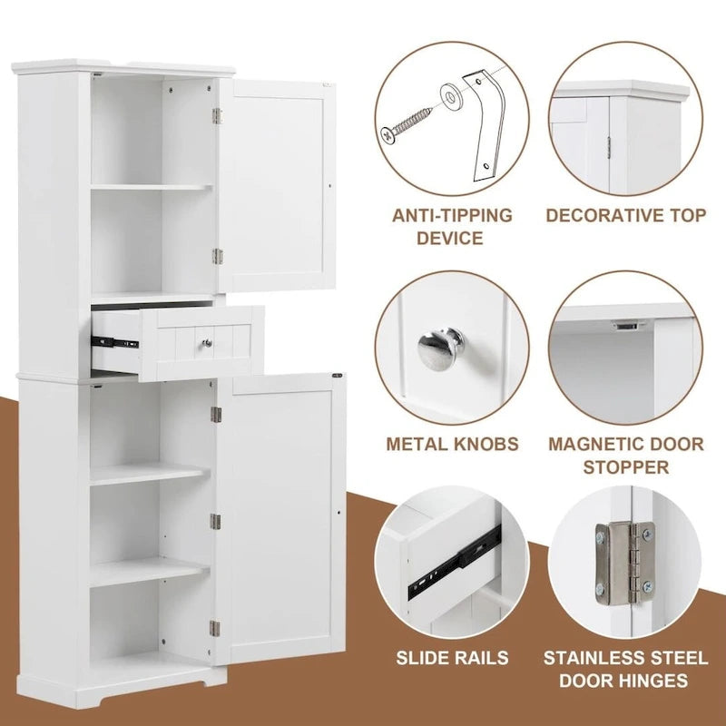 Tall Bathroom Storage Cabinet Freestanding Storage Cabinet with Drawer and Adjustable Shelf