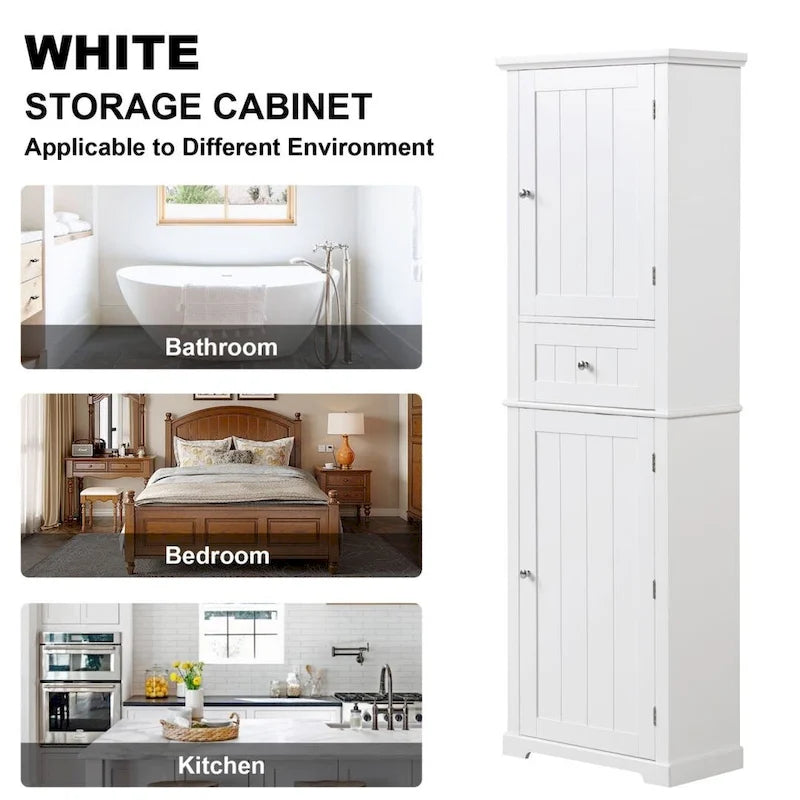 Tall Bathroom Storage Cabinet Freestanding Storage Cabinet with Drawer and Adjustable Shelf