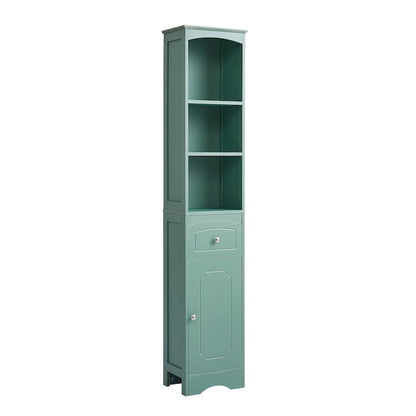 67 Tall Bathroom Storage Cabinet, Modern Narrow Display Cupboard Stand with Drawer and Adjustable Shelf