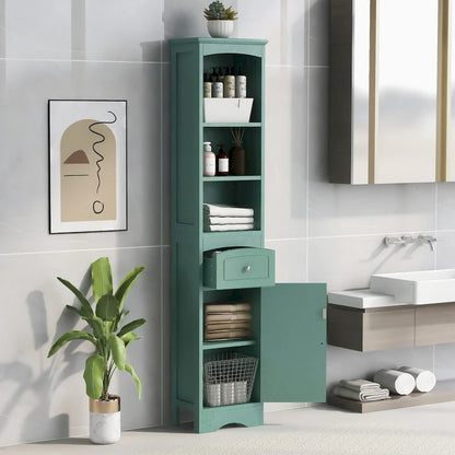 Tall Bathroom Cabinet Freestanding Storage Cabinet with Drawer - 13.4 in * 9.1 in * 66.9 in