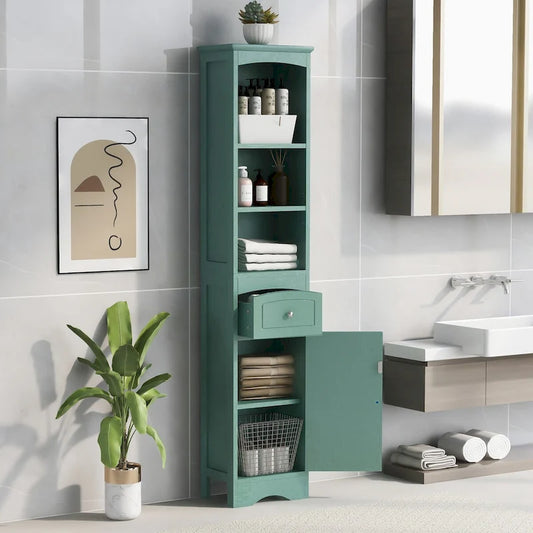 Tall Bathroom Cabinet Freestanding Storage Cabinet with Drawer - 13.4 in * 9.1 in * 66.9 in