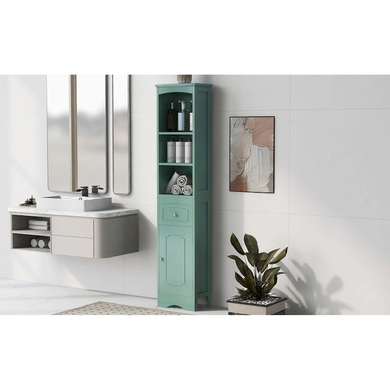 Tall Bathroom Cabinet Freestanding Storage Cabinet with Drawer - 13.4 in * 9.1 in * 66.9 in