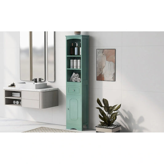 Tall Bathroom Cabinet Freestanding Storage Cabinet with Drawer - 13.4 in * 9.1 in * 66.9 in