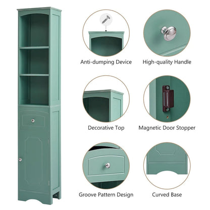 Tall Bathroom Cabinet Freestanding Storage Cabinet with Drawer - 13.4 in * 9.1 in * 66.9 in