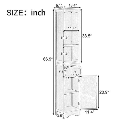 Tall Bathroom Cabinet Freestanding Storage Cabinet with Drawer - 13.4 in * 9.1 in * 66.9 in