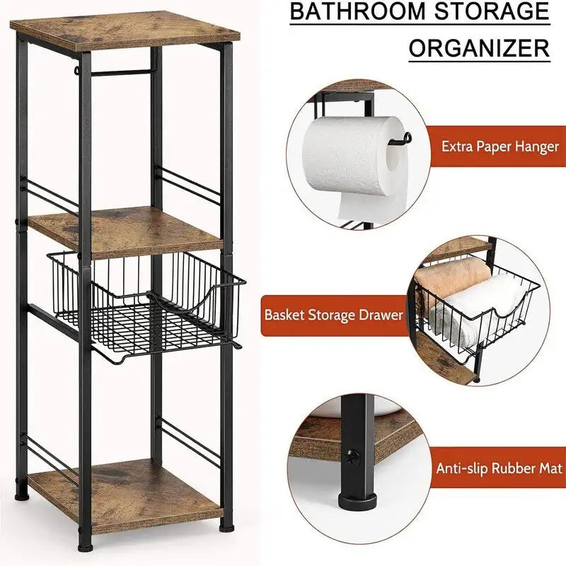Bathroom Storage Cabinet Freestanding Bathroom Shelf with Drawer - 11D x 10W x 27.99H